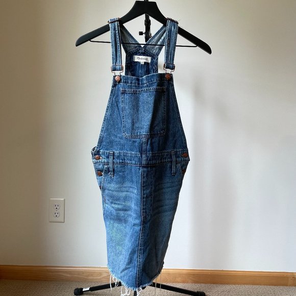 madewell denim overall dress Madewell Denim Overall Mini Dress (2020s)